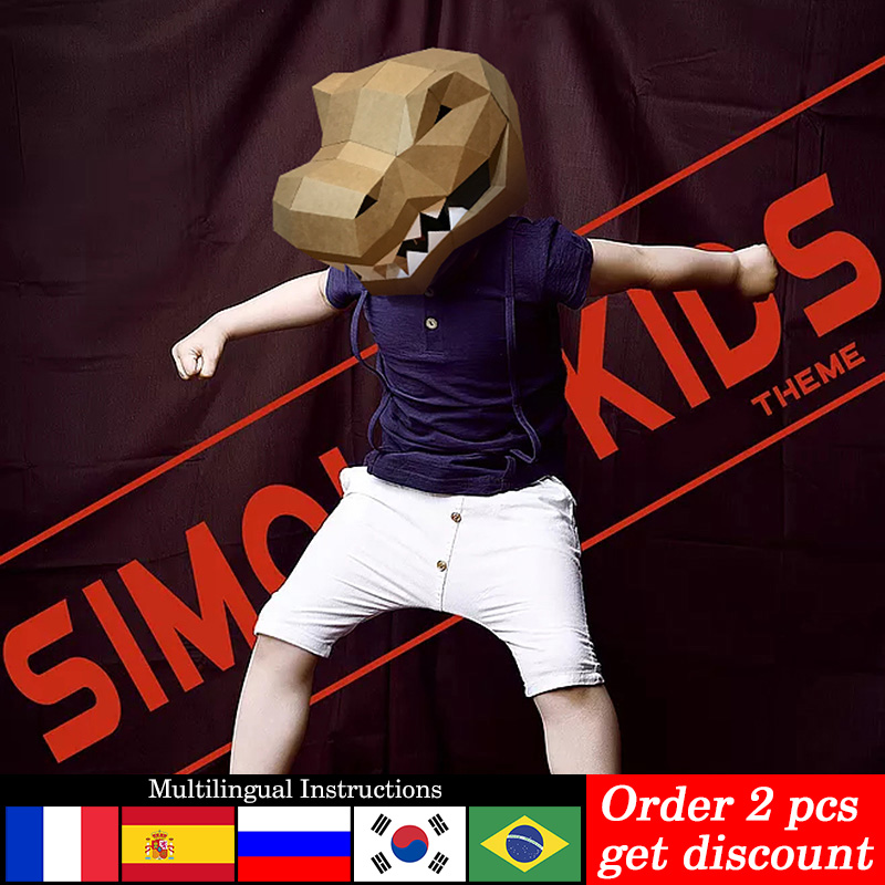 Art Craft Cardboard - Tyrannosaurus Rex Model Kertas Topeng Hewan,