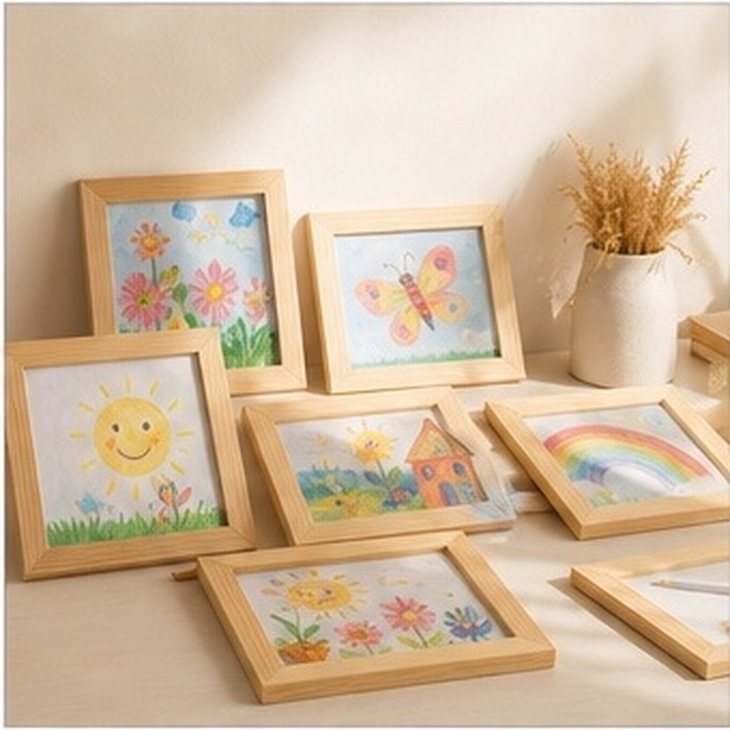 6 Buah Bingkai Foto Kayu Solid - Art And Craft For Nursery ulasan dan harga