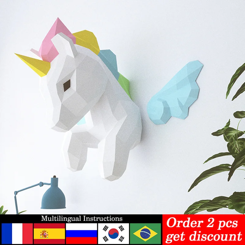 Dekorasi dinding hewan Unicorn - Art Craft Cardboard ulasan dan harga